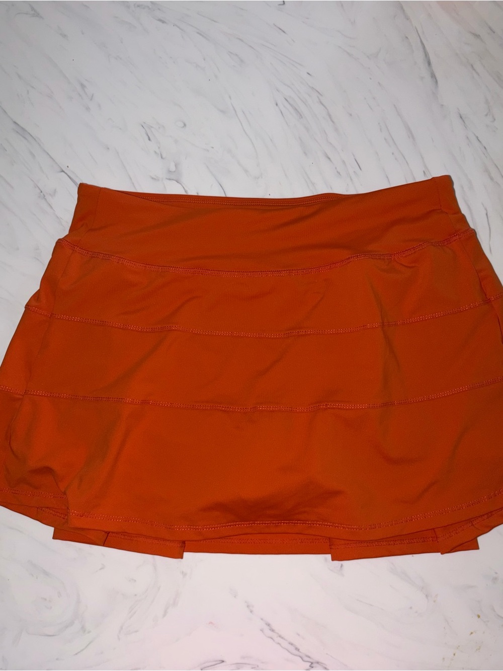 Husnainna Tennis Skirt skort tiered orange solid pull on shorts s 6